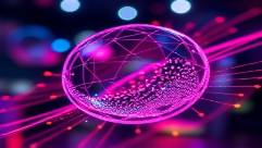 innovative media innovation, visionary expression, developing new media technologies, photorealistic, tech lab with holographic interfaces, highly detailed, 3D visualizations in motion, 6k resolution, modern tech colors, spotlight illumination, shot with a macro lens.