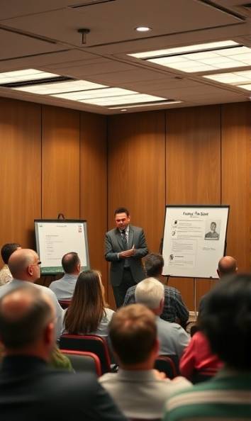 strategic expert authority, influential, leading panel discussion, photorealistic, conference room with flip charts, highly detailed, engaging audience, high resolution, warm neutral colors, overhead fluorescent light, shot with an 85mm lens.